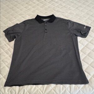 Nike Golf Polo Shirt Mens X- Large Black White Striped Short Sleeve Dri Fit